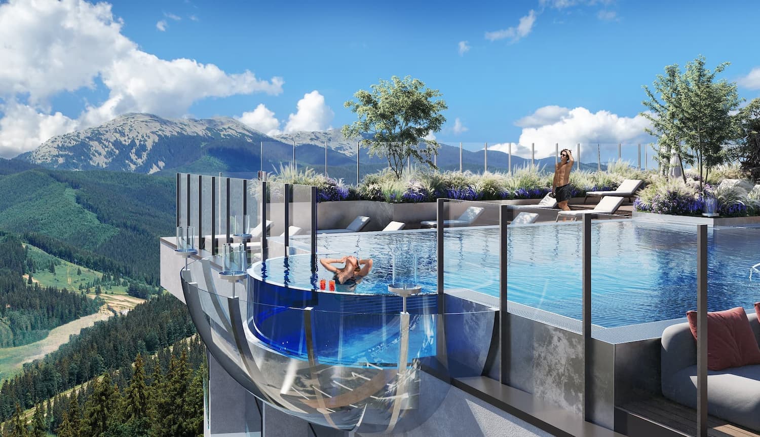 Exterior Visualization of a Mountain Hospitality Complex